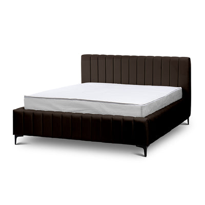 Drevy Upholstered Ottoman Bed with Storage, Modern Style – Fresh Velvet, Vertical Stitching – Volcanic Earth (FRESH 06), 200