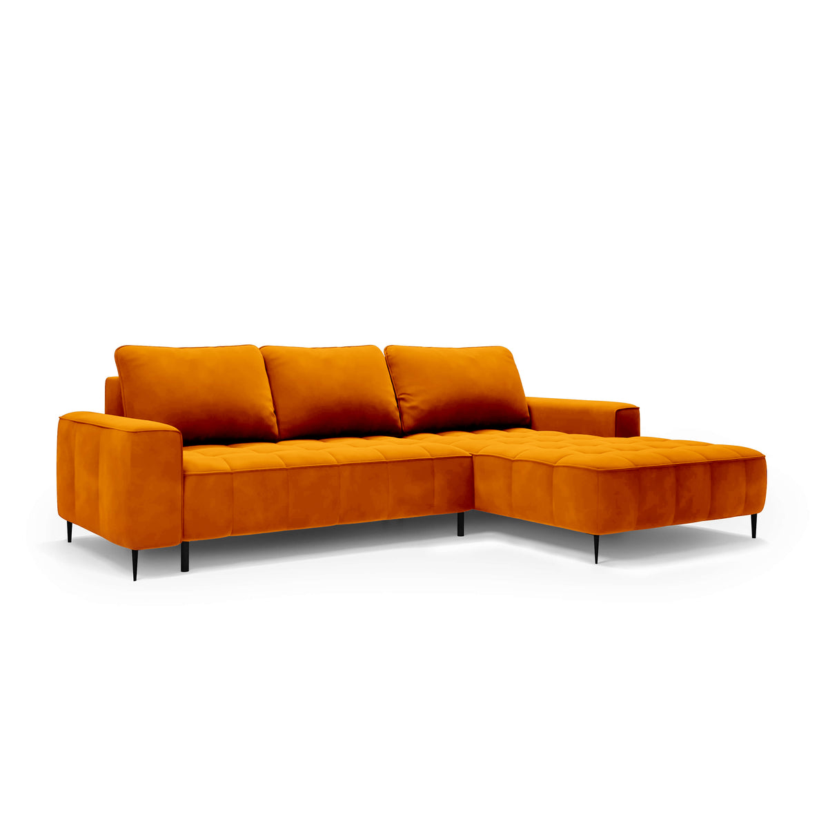 Francessco Corner Sofa with Bedding Storage 280 cm, Elegant Style – Right-Sided, Mandarin Glow (SALVADOR 10)
