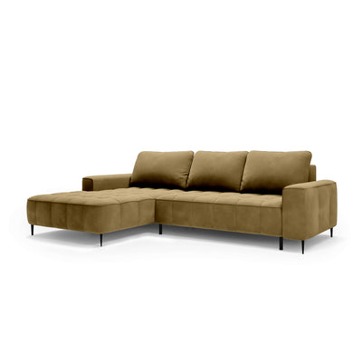 Francessco Corner Sofa with Bedding Storage 280 cm, Elegant Style – Left-Sided, Golden Sepia (SALVADOR 08)