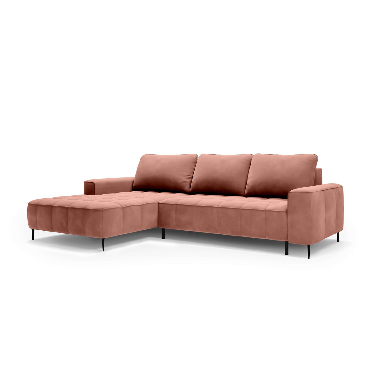 Francessco Corner Sofa with Bedding Storage 280 cm, Elegant Style – Left-Sided, Rose Powder (SALVADOR 11)