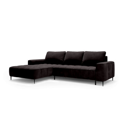 Francessco Corner Sofa with Bedding Storage 280 cm, Elegant Style – Left-Sided, Basalt Black (SALVADOR 19)