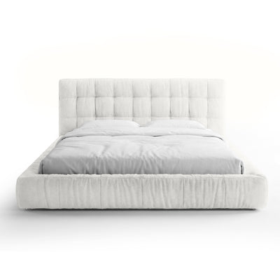 Talaro Quilted Upholstered Bed with a Low Frame, Modern Style – 200x200, Vanilla Ash (GOLDEN 03)