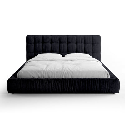 Talaro Quilted Upholstered Bed with a Low Frame, Modern Style – 180x200, Charcoal Basalt (GOLDEN 100)
