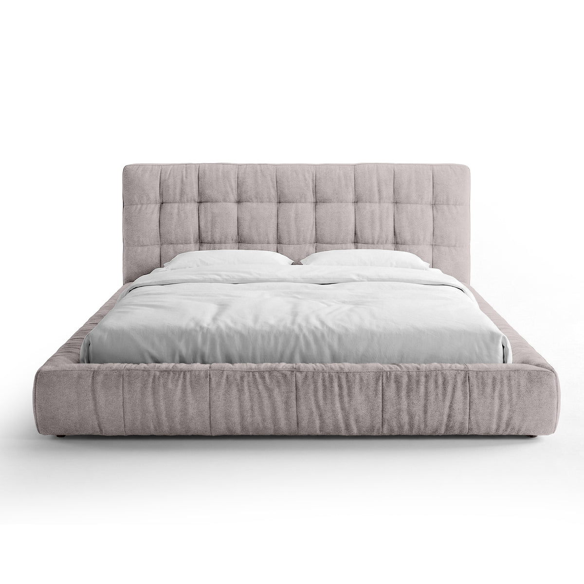 Talaro Quilted Upholstered Bed with a Low Frame, Modern Style – 140x200, Rose Quartzite (GOLDEN 25)
