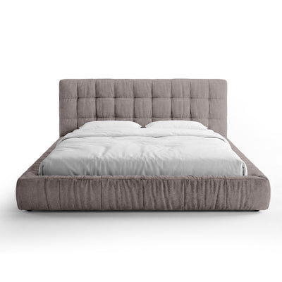 Talaro Quilted Upholstered Bed with a Low Frame, Modern Style – 200x200, Chestnut Taupe (GOLDEN 26)