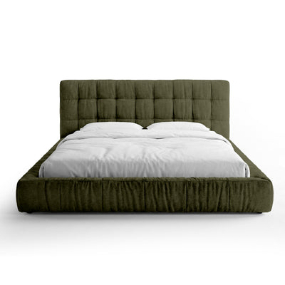 Talaro Quilted Upholstered Bed with a Low Frame, Modern Style – 200x200, Moss Depth (GOLDEN 35)