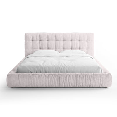 Talaro Quilted Upholstered Bed with a Low Frame, Modern Style – 200x200, Rose Porcelain (GOLDEN 50)