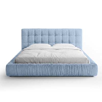 Talaro Quilted Upholstered Bed with a Low Frame, Modern Style – 200x200, Azure Ice (GOLDEN 72)