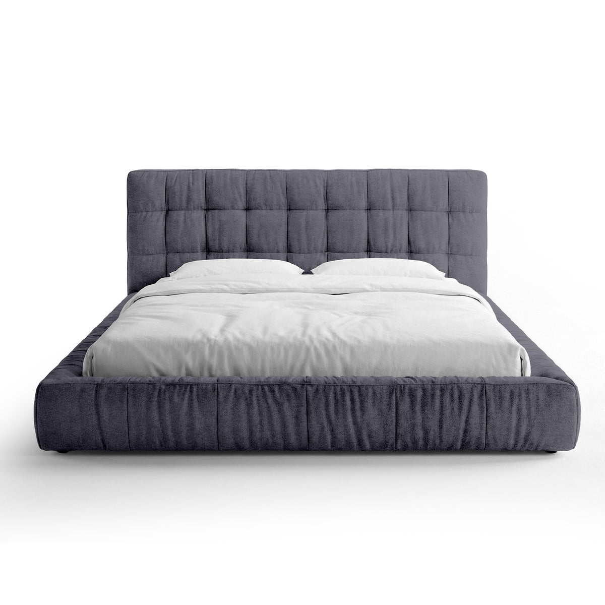 Talaro Quilted Upholstered Bed with a Low Frame, Modern Style – 140x200, Violet Slate (GOLDEN 97)