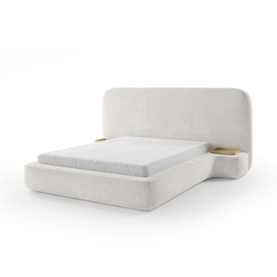 Genz Upholstered Bed, Japandi Style – Cream Taupe (ARAGON 03), 200
