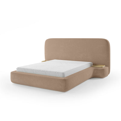 Genz Upholstered Bed, Japandi Style – Walnut Beige (ARAGON 14), 200