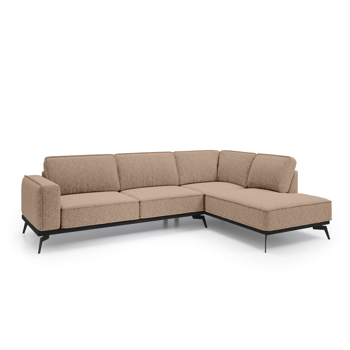 Rosalia Premium Corner Sofa 293 cm, Modern Style – Right-Sided, Walnut Beige (ARAGON 14)