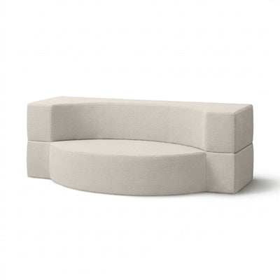 Lunaria Outdoor Foam Sofa 200x100x70 cm in Japandi Style in Harris Outdoor Fabric – Linen White (HARRIS 7521)