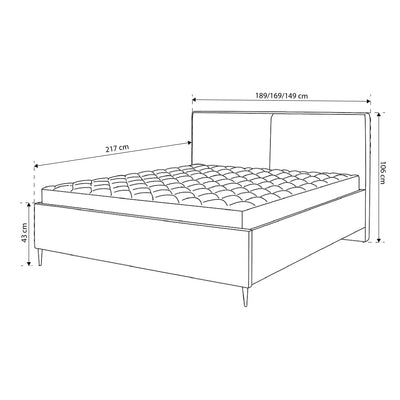 Hatti Upholstered Ottoman Bed with Storage, Minimalist Style – dimensions drawing