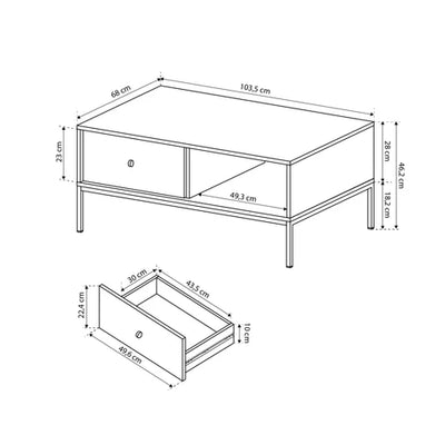 Kviat Coffee Table 104x47 cm with Drawer, Modern Classic Style – photo 8