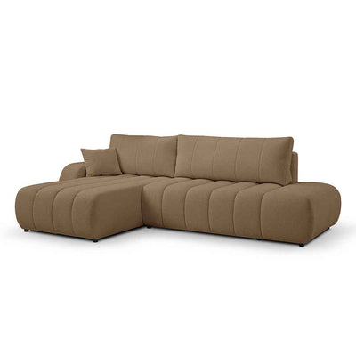 Baloa Corner Sofa Bed DL 276 cm, Modern Style – Left-sided, Cognac Brown (LAMBI 04)