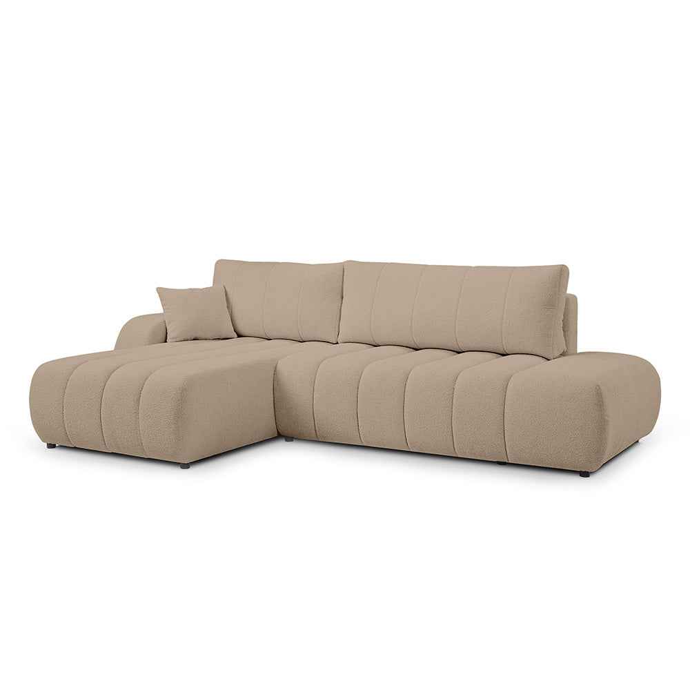 Baloa Corner Sofa Bed DL 276 cm, Modern Style – Left-sided, Sandy Linen (LAMBI 05)
