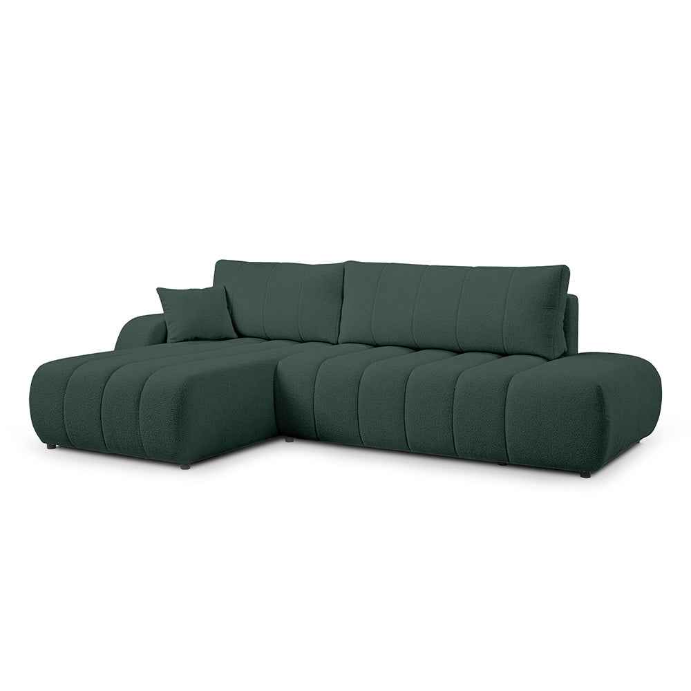 Baloa Corner Sofa Bed DL 276 cm, Modern Style – Left-sided, Forest Olive (LAMBI 15)