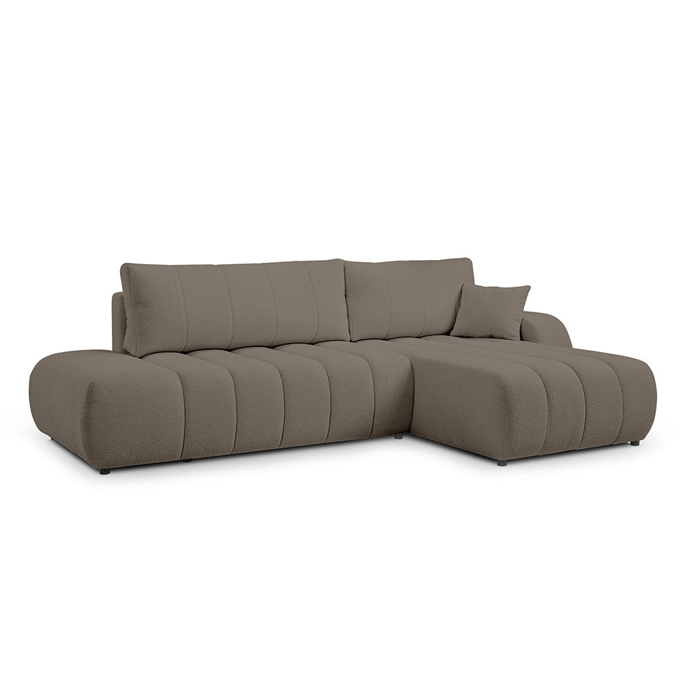 Baloa Corner Sofa Bed DL 276 cm, Modern Style – Right-sided, Oak Shadow (LAMBI 03)