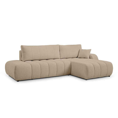 Baloa Corner Sofa Bed DL 276 cm, Modern Style – Right-sided, Velvet Beige (LAMBI 06)