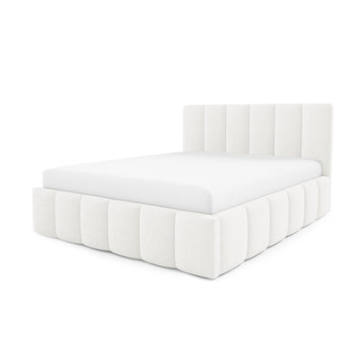 Nerom Quilted Upholstered Ottoman Bed with Bedding Storage, Various Sizes in Elegant Style, Lambi Fabric – Morning Mist (LAMBI 07)