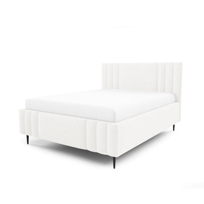 Falda Upholstered Ottoman Bed with Storage, Various Sizes in Elegant Style, Lambi Fabric – Morning Mist (LAMBI 07)