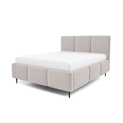 Melora Upholstered Ottoman Bed with Storage, Various Sizes in Modern Style, Lambi Fabric – Misty Stone (LAMBI 09)