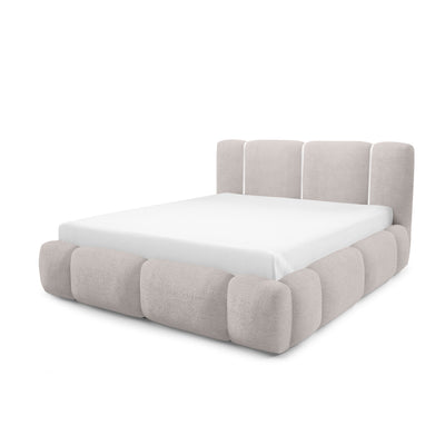 Neria Upholstered Ottoman Bed with Storage, Various Sizes in Japandi Style – Misty Stone (LAMBI 09)