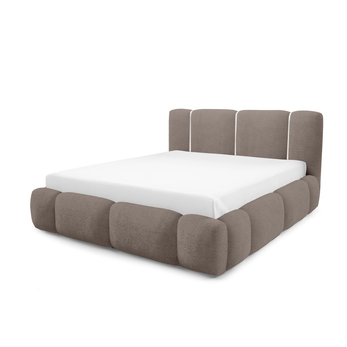 Neria Upholstered Ottoman Bed with Storage, Various Sizes in Japandi Style – Caramel Grain (LAMBI 10)