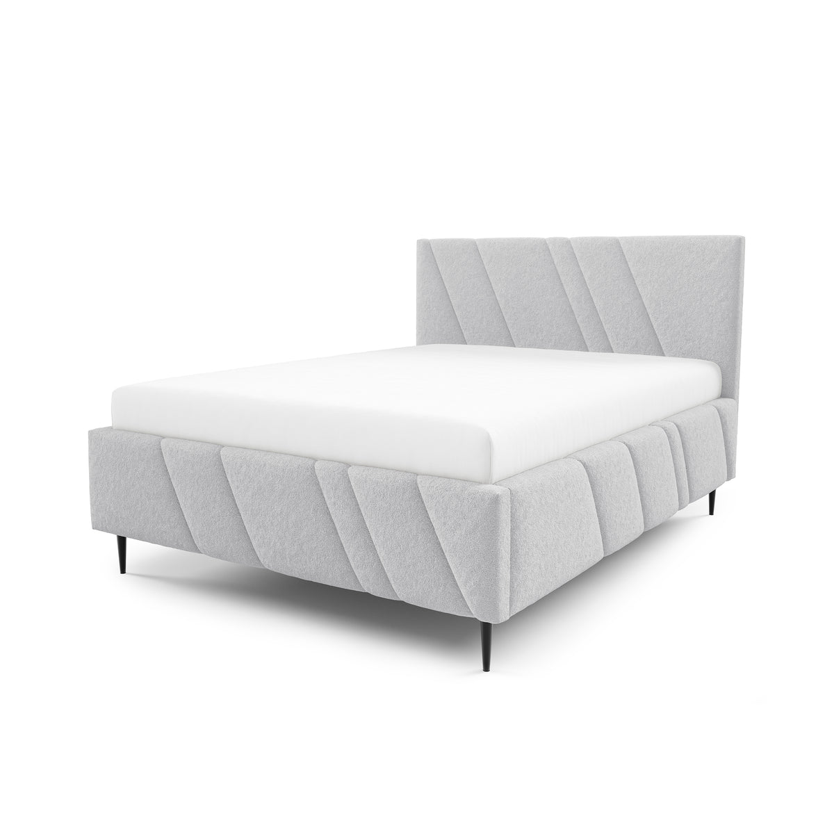 Raiz Quilted Upholstered Ottoman Bed with Storage, Various Sizes in Modern Style, Lambi Fabric – Ash Glow (LAMBI 11)