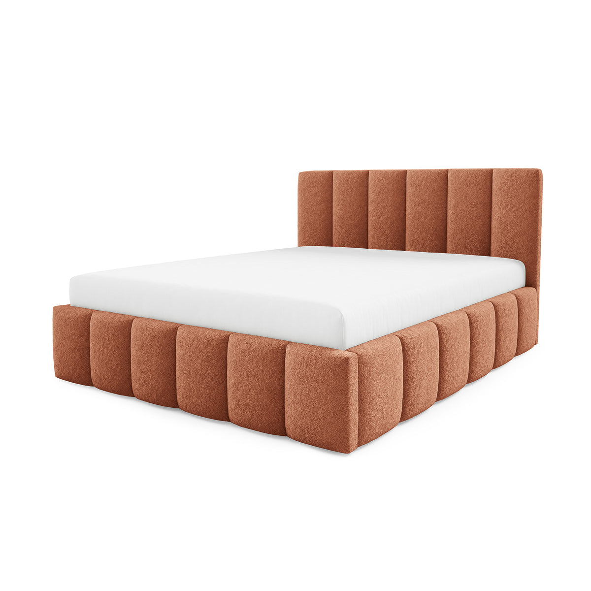 Nerom Quilted Upholstered Ottoman Bed with Bedding Storage, Various Sizes in Elegant Style, Lambi Fabric – Copper Glow (LAMBI 14)