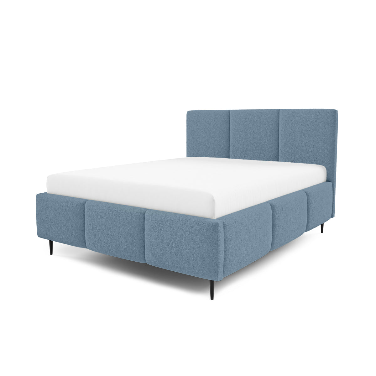 Melora Upholstered Ottoman Bed with Storage, Various Sizes in Modern Style, Lambi Fabric – Gray Blue Morning (LAMBI 16)