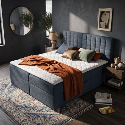 Laky Continental Divan Bed with Topper and Storage 140x200, 160x200 and 180x200, Modern Style – in a room setting