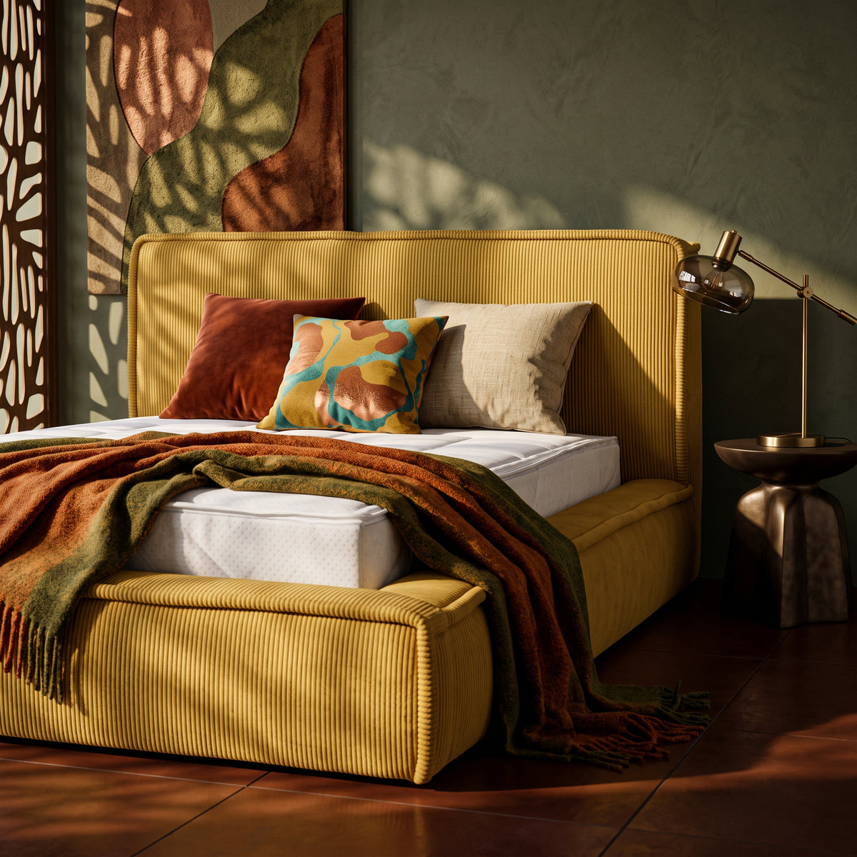 Gryby Upholstered Ottoman Bed with Storage 140x200, 160x200 and 180x200, Classic Style – in a room setting