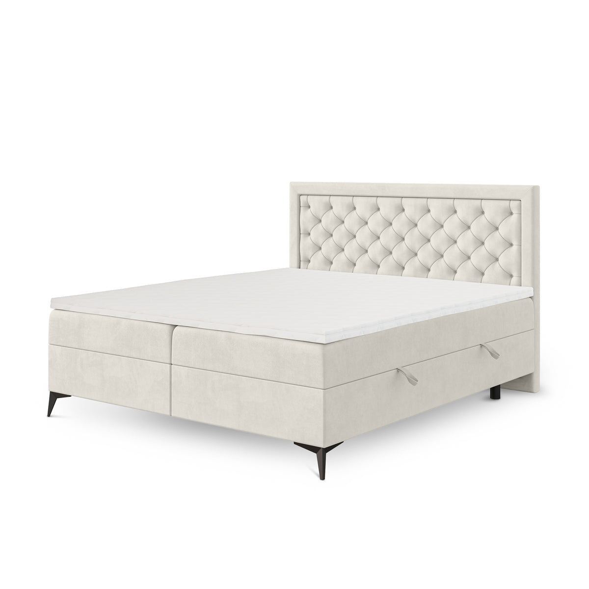 Rosselia Quilted Continental Divan Bed with Two Storage Compartments, Glamour Style – 120x200, Morning Mist (MAGIC VELVET 2200)