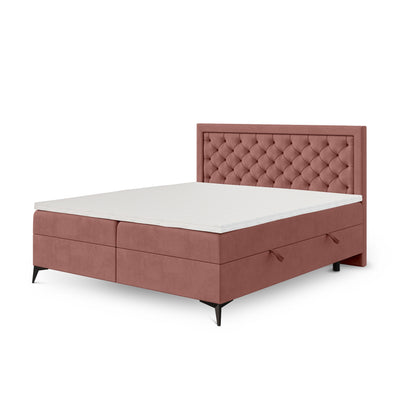 Rosselia Quilted Continental Divan Bed with Two Storage Compartments, Glamour Style – 180x200, Muted Rose (MAGIC VELVET 2258)