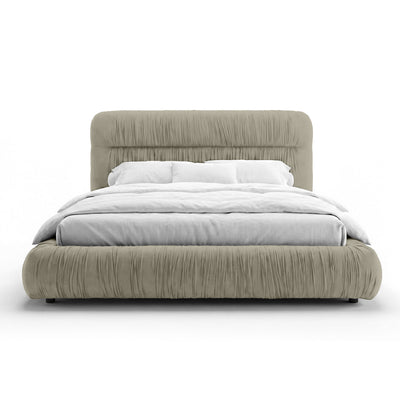 Drapori Upholstered Pleated Ottoman Bed with Storage, Modern Style – Linen Mist (MAGIC VELVET 2270)