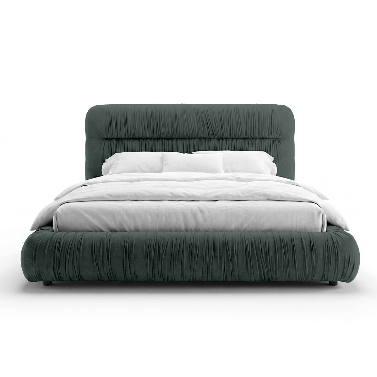 Drapori Upholstered Pleated Ottoman Bed with Storage, Modern Style – Steel Graphite (MAGIC VELVET 2271)