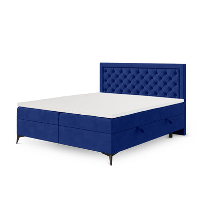 Rosselia Quilted Continental Divan Bed with Two Storage Compartments, Glamour Style – 90x200, Midnight Sapphire (MAGIC VELVET 2297)
