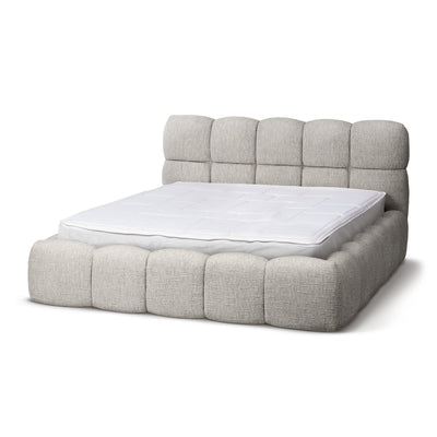 Mevy Upholstered Ottoman Bed with Storage, Minimalist Style – Melange Ash (MISCANTO 15), 200