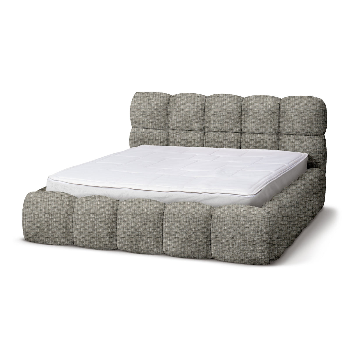 Mevy Upholstered Ottoman Bed with Storage, Minimalist Style – Pearl Weave (MISCANTO 25), 200
