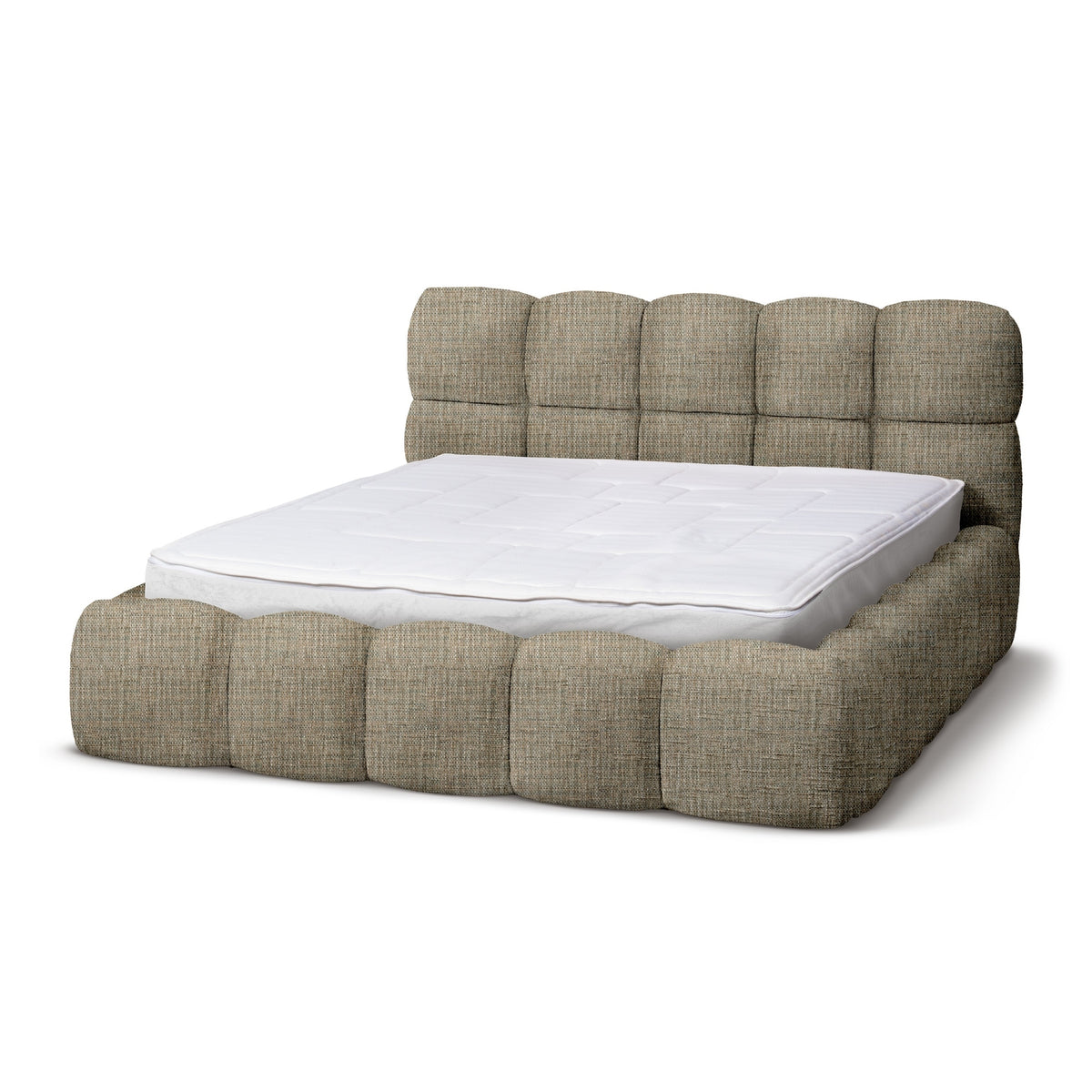 Mevy Upholstered Ottoman Bed with Storage, Minimalist Style – Earth Composition (MISCANTO 30), 200