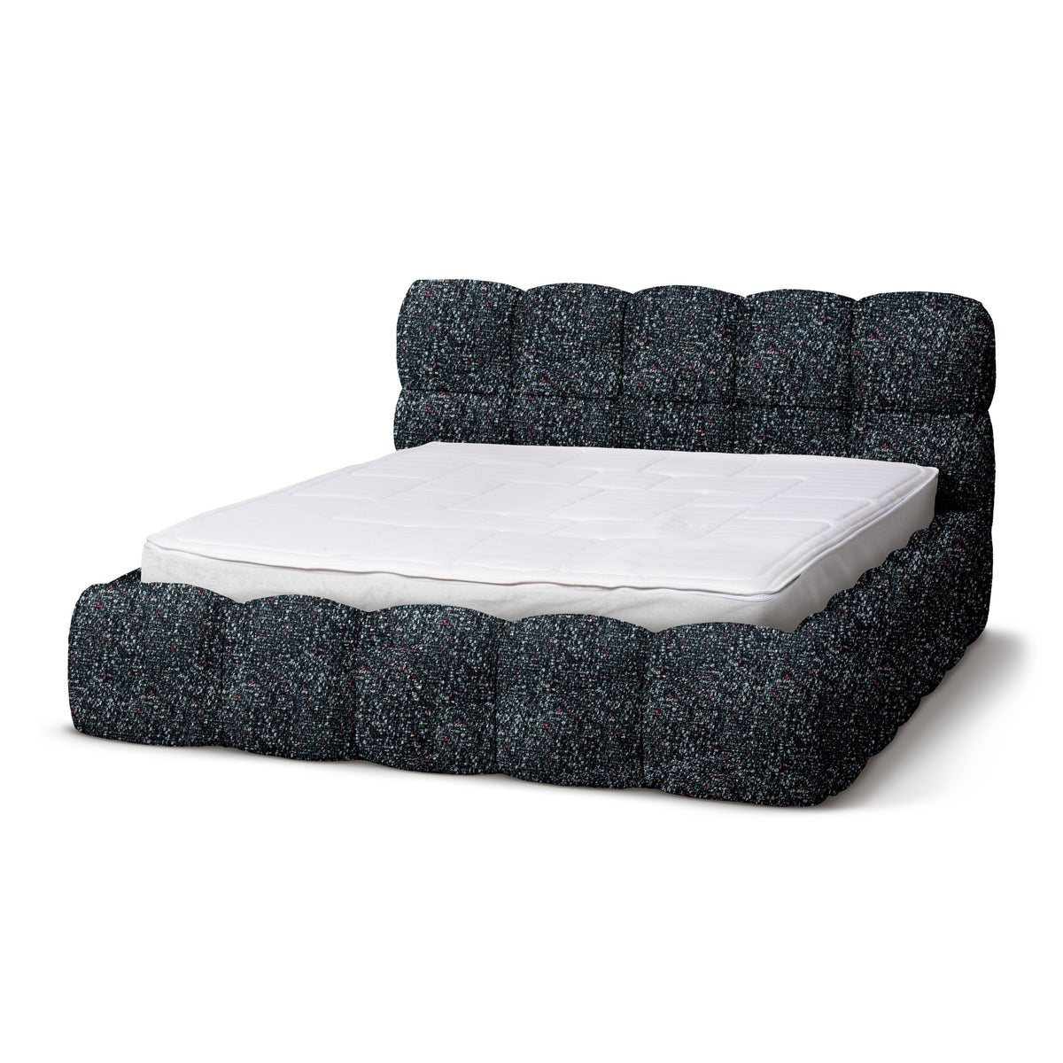 Mevy Upholstered Ottoman Bed with Storage, Minimalist Style – Black Pearl (MISCANTO 60), 200