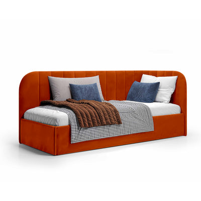 Mily Corner Ottoman Bed with Storage 101x212, Scandinavian Style – Left, Copper Brick (SALVADOR 14)