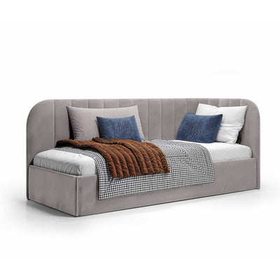 Mily Corner Ottoman Bed with Storage 101x212, Scandinavian Style – Left, Ash Beige (SALVADOR 17)