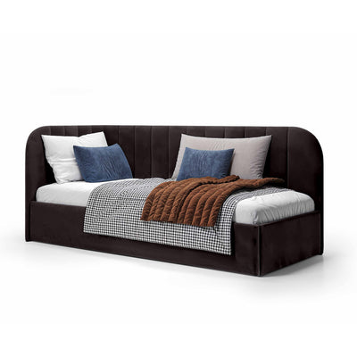 Mily Corner Ottoman Bed with Storage 101x212, Scandinavian Style – Right, Basalt Black (SALVADOR 19)