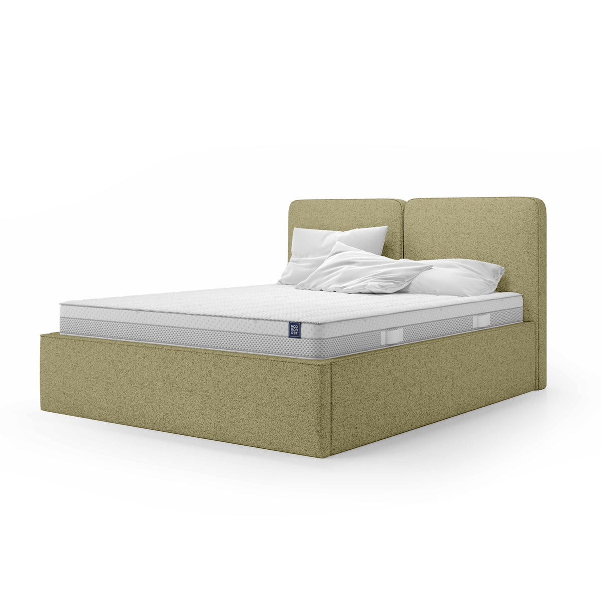 Mokka Upholstered Ottoman Bed with Storage, Modern Style – Golden Linen (ARAGON 35), 200