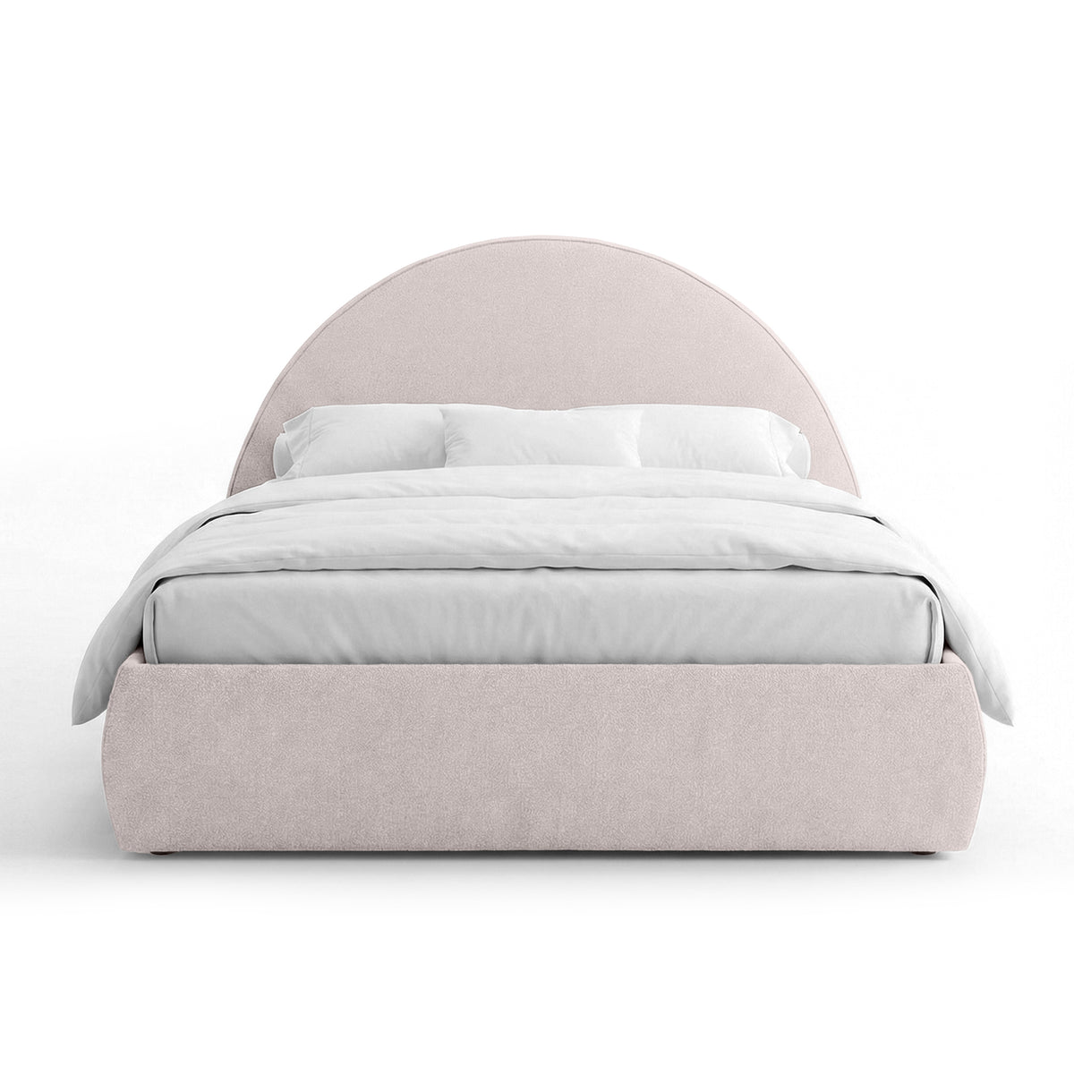 Orizo Upholstered Ottoman Bed with Storage and a Semicircular Headboard, Modern Style – Pearl Cashmere (NOELLE 21)