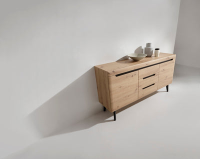 Trava Sideboard with Drawers and Cabinets 160x83, Scandinavian Style – angled view
