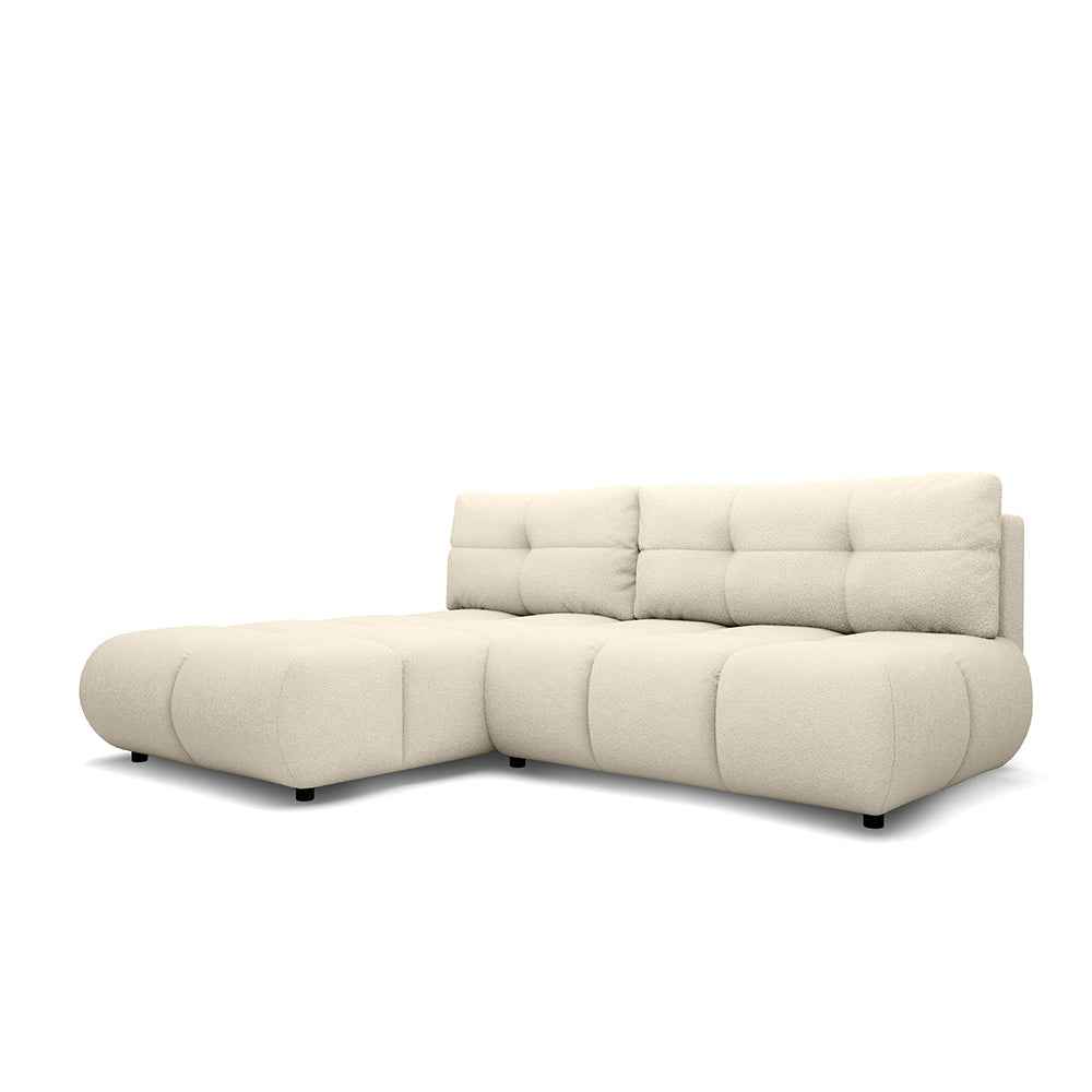 Milorya Corner Sofa Bed DL 230 cm, Modern Style – Left-sided, Cream Glow (NOW OR NEVER 02)